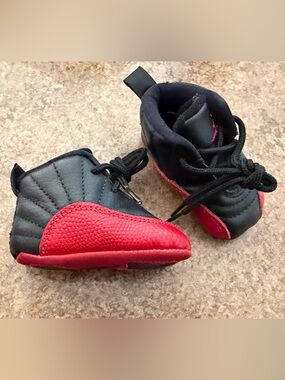 Jordan Black and Red Baby High-Top Sneakers